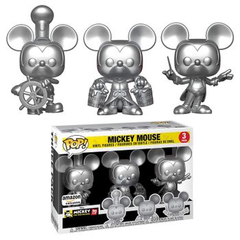 image de Mickey Mouse (Steamboat Willie, Apprentice, Conductor) (Silver 3-Pack)